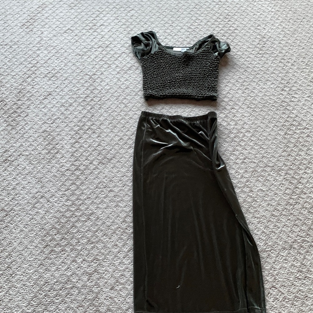 Velvet skirt and top